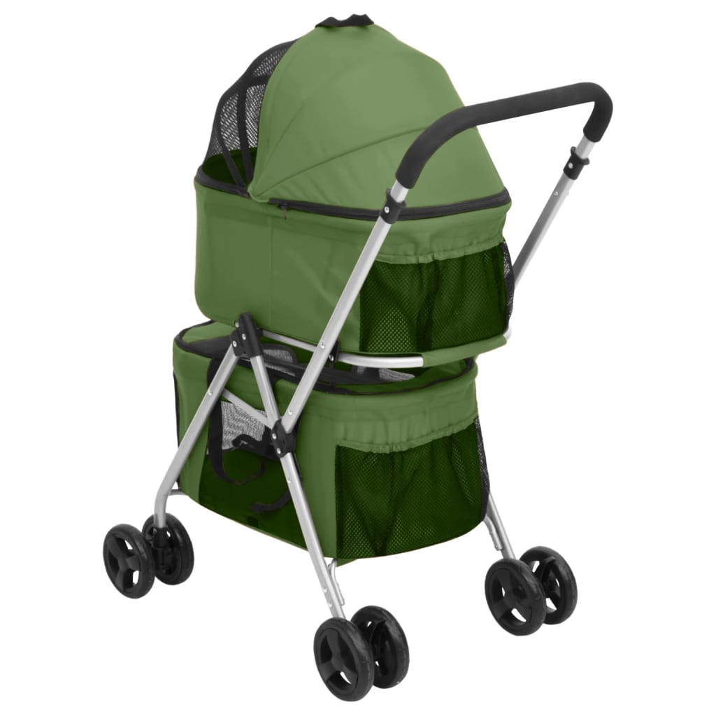 2patrový skládací kočárek pro psa zelený 83 x 48 x 97 cm oxford