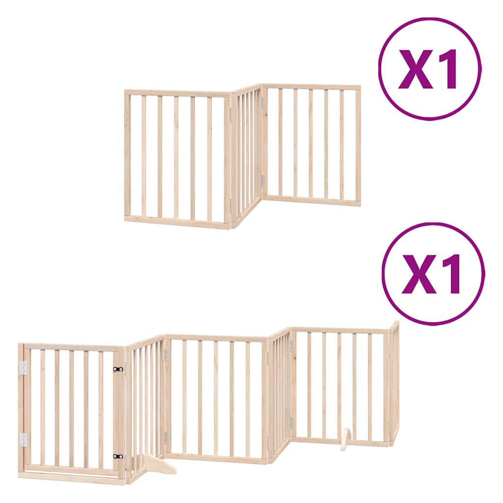 Zábrana pro psy s dvířky skládací 9 panelů 450 cm topol