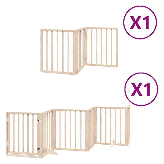 Zábrana pro psy s dvířky skládací 9 panelů 450 cm topol