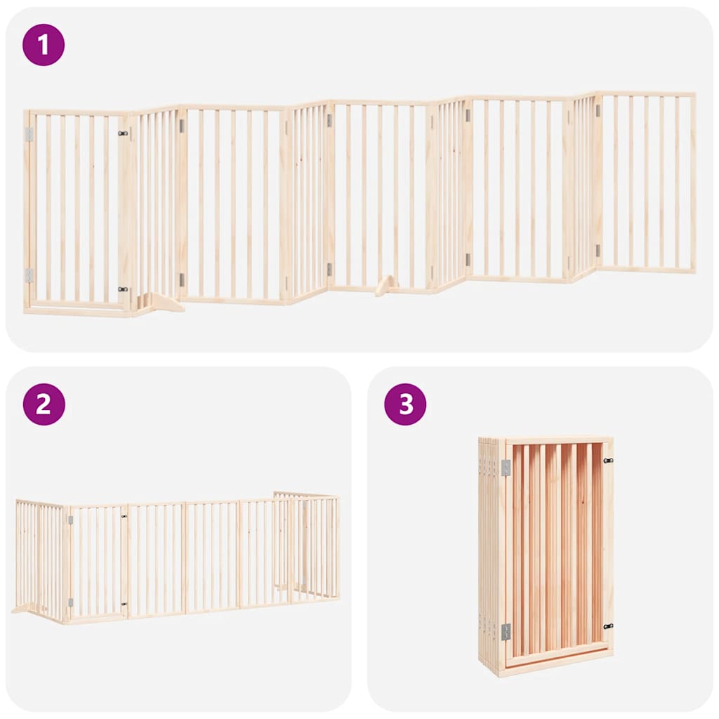 Zábrana pro psy s dvířky skládací 9 panelů 450 cm topol