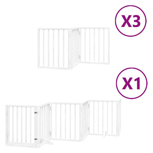 Zábrana pro psy s dvířky skládací 15 panelů bílá 750 cm topol
