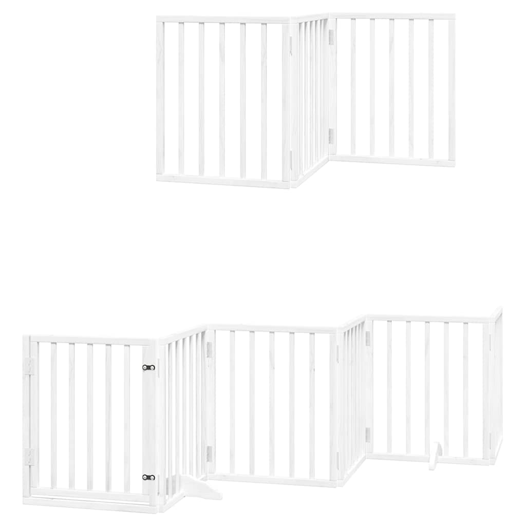 Zábrana pro psy s dvířky skládací 15 panelů bílá 750 cm topol