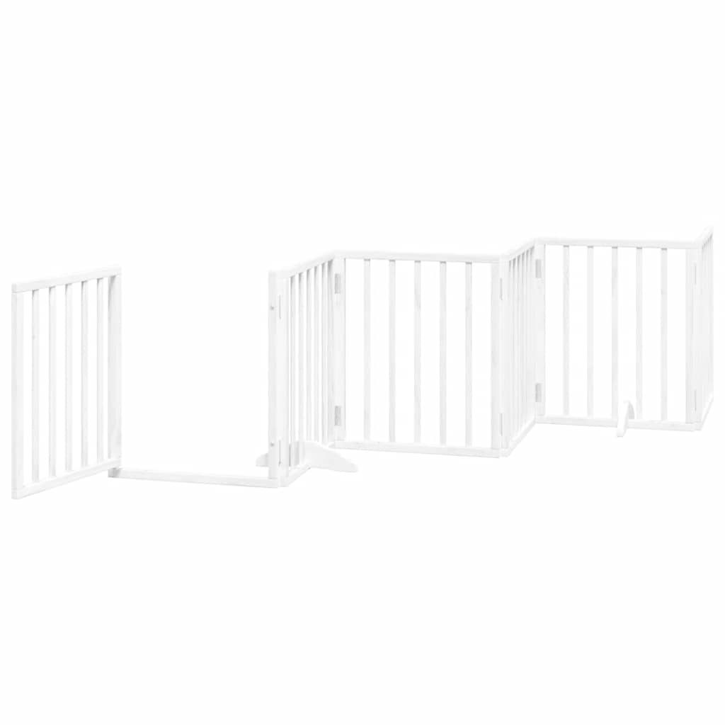 Zábrana pro psy s dvířky skládací 15 panelů bílá 750 cm topol