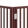 Načíst obrázek do prohlížeče galerie, Zábrana pro psy s dvířky skládací 12 panelů hnědá 600 cm topol
