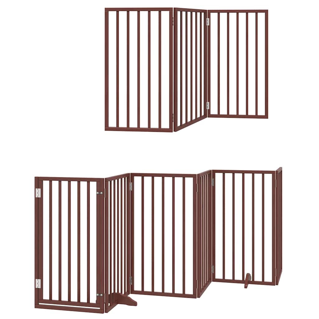 Zábrana pro psy s dvířky skládací 15 panelů hnědá 750 cm topol