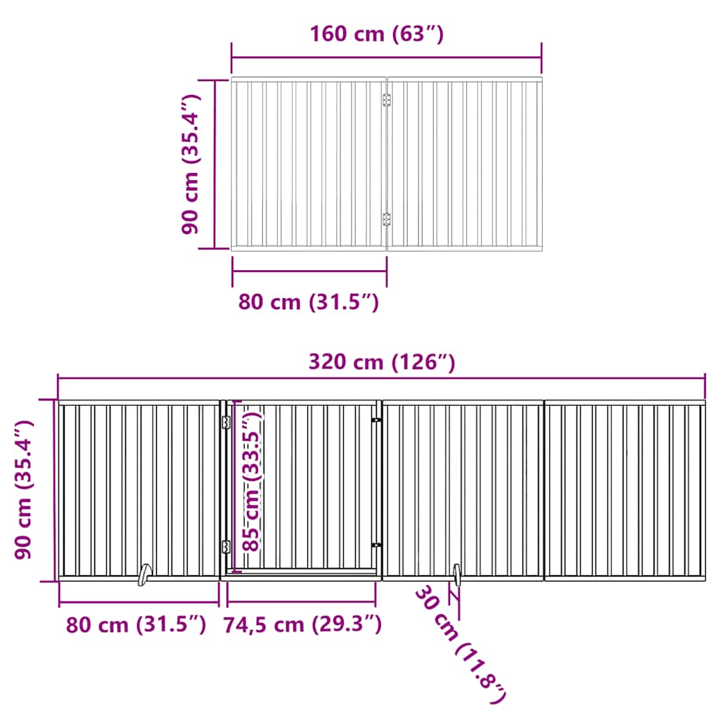 Zábrana pro psy s dvířky skládací 12 panelů 960 cm topol