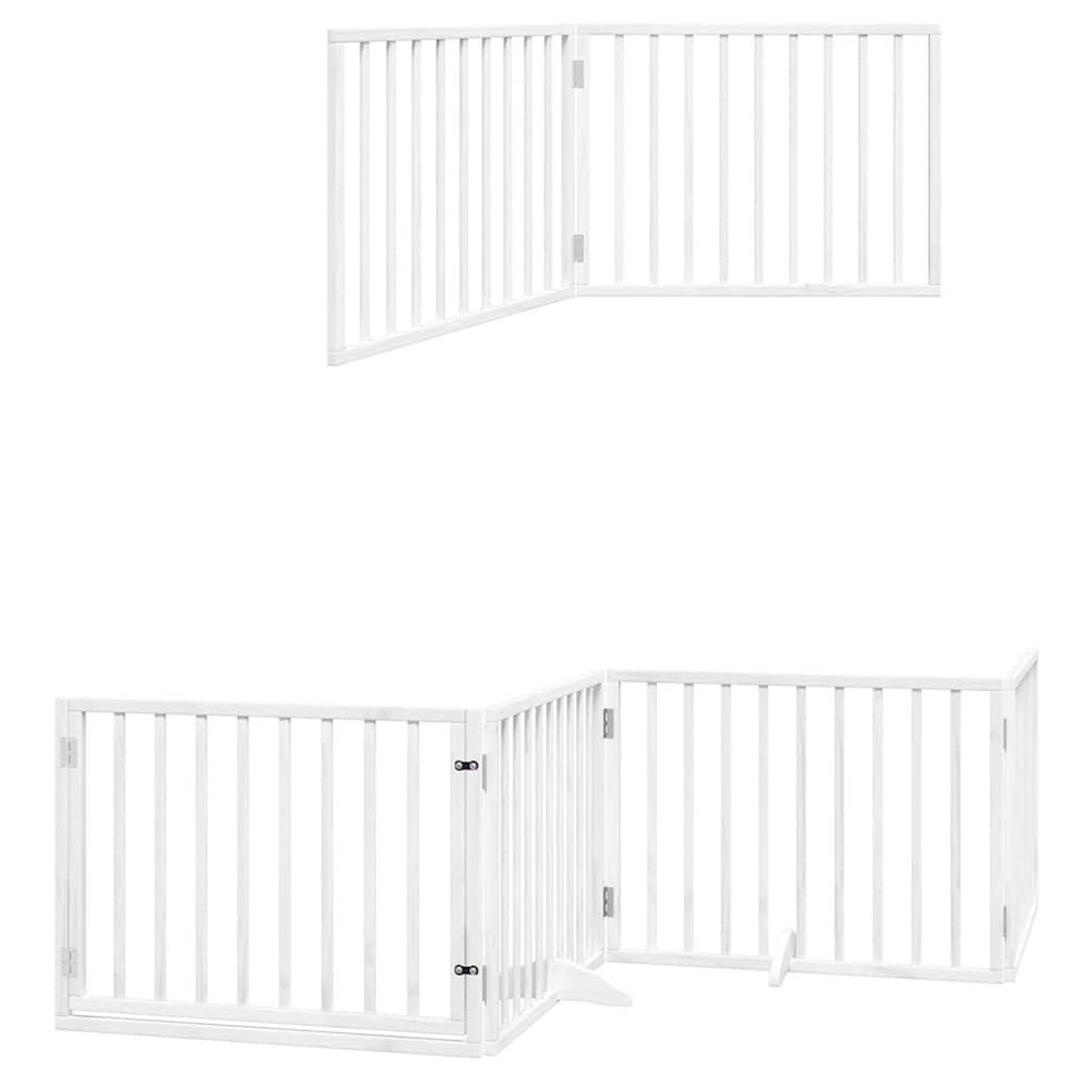 Zábrana pro psy s dvířky skládací 8 panelů bílá 640 cm topol