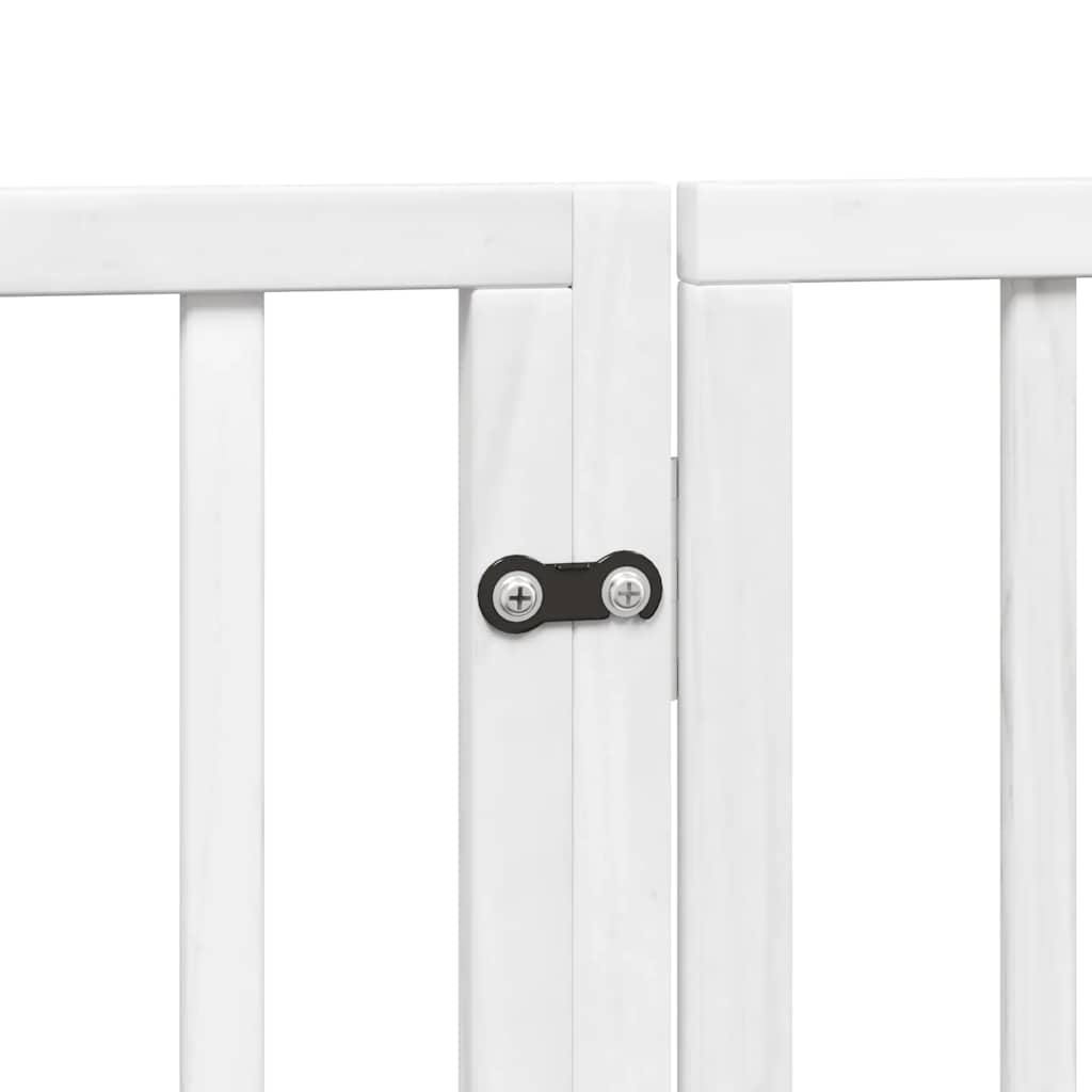 Zábrana pro psy s dvířky skládací 8 panelů bílá 640 cm topol