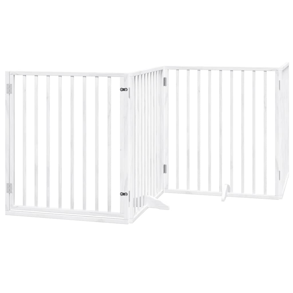 Zábrana pro psy s dvířky skládací 6 panelů bílá 480 cm topol