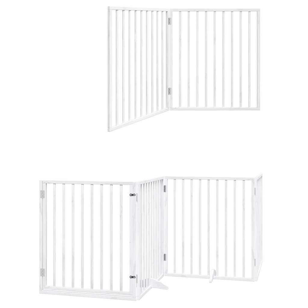 Zábrana pro psy s dvířky skládací 8 panelů bílá 640 cm topol