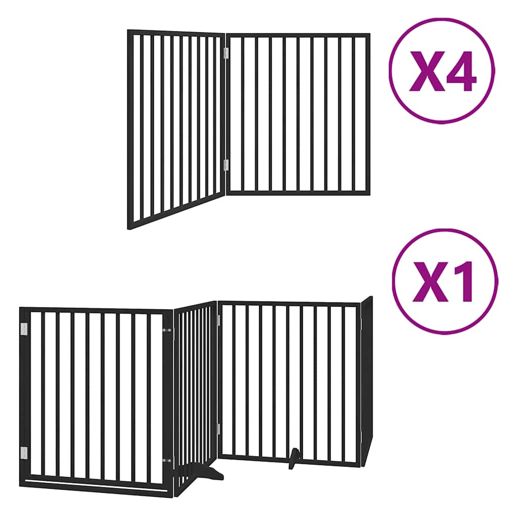 Zábrana pro psy s dvířky skládací 12 panelů černá 960 cm topol