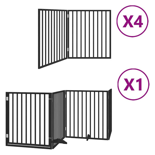 Zábrana pro psy s dvířky skládací 12 panelů černá 960 cm topol
