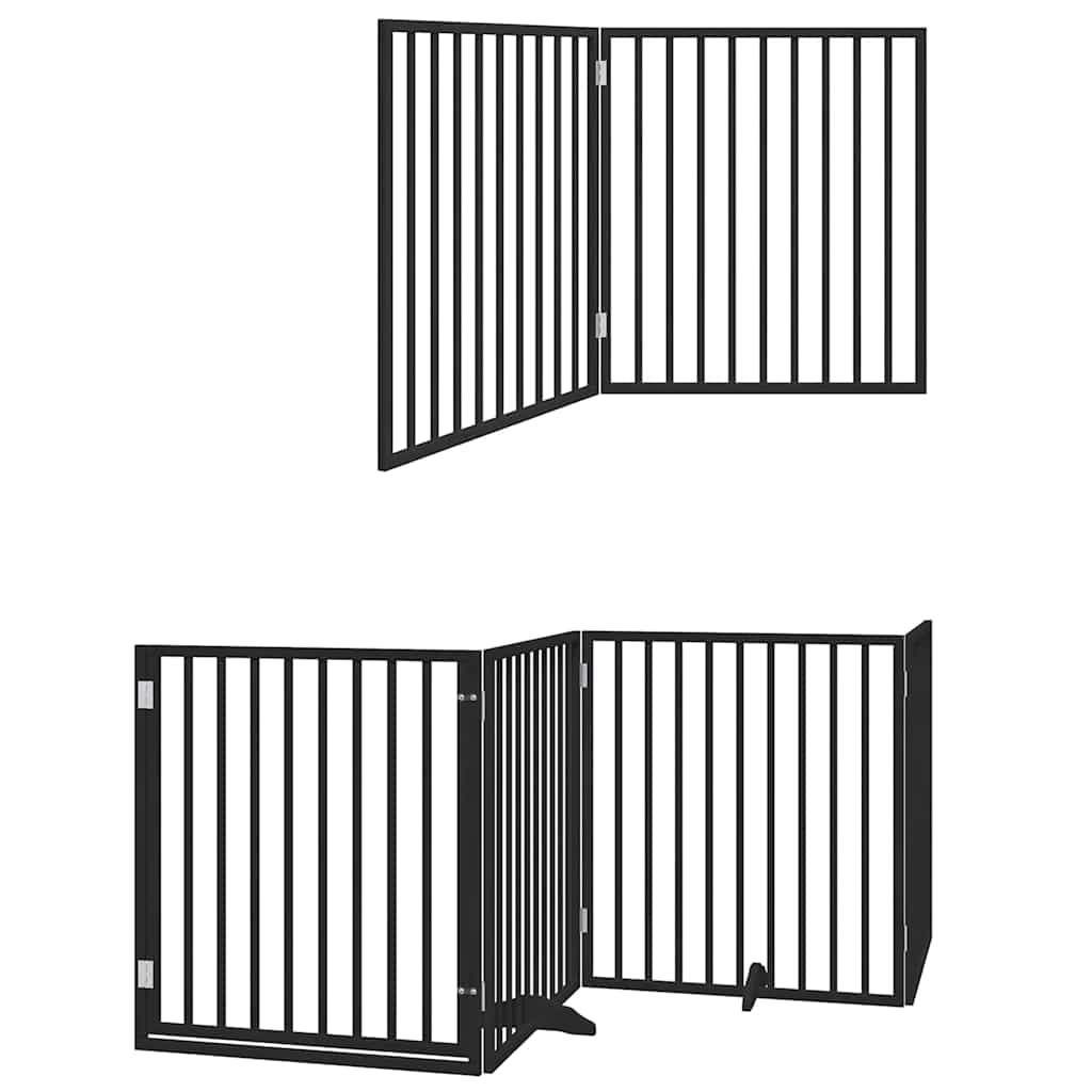 Zábrana pro psy s dvířky skládací 12 panelů černá 960 cm topol