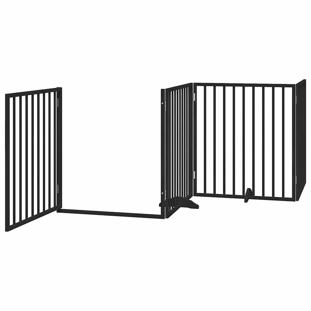 Zábrana pro psy s dvířky skládací 12 panelů černá 960 cm topol