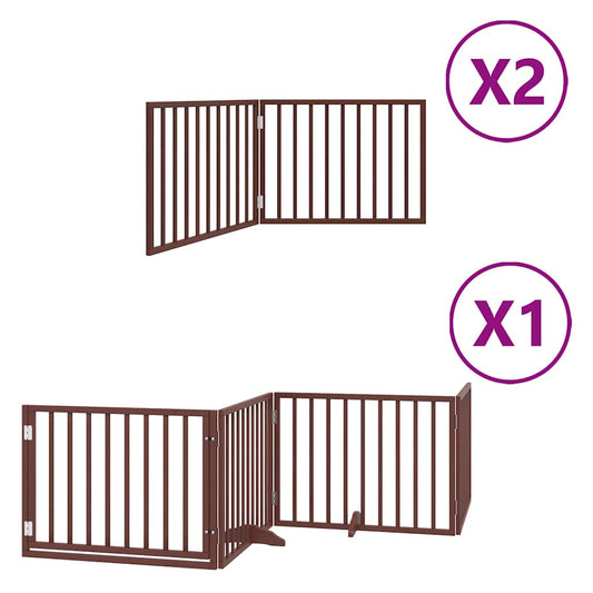 Zábrana pro psy s dvířky skládací 8 panelů hnědá 640 cm topol