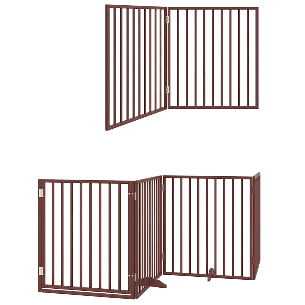 Zábrana pro psy s dvířky skládací 6 panelů hnědá 480 cm topol