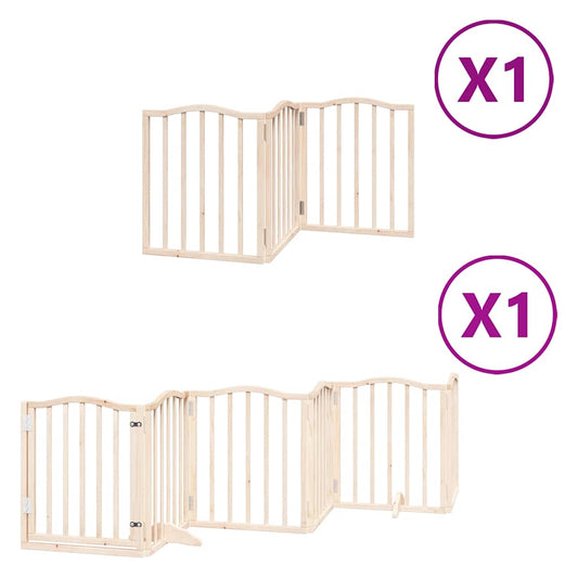Zábrana pro psy s dvířky skládací 9 panelů 450 cm topol