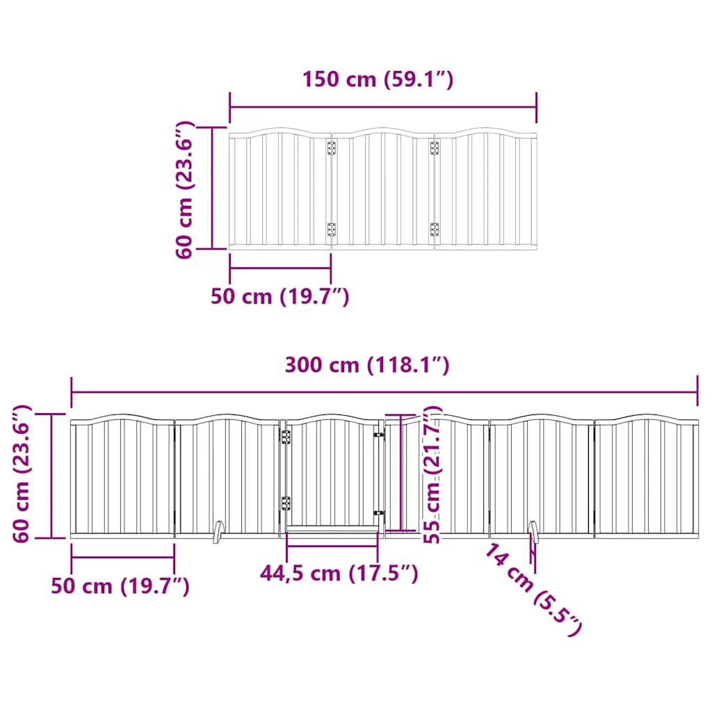 Zábrana pro psy s dvířky skládací 9 panelů 450 cm topol