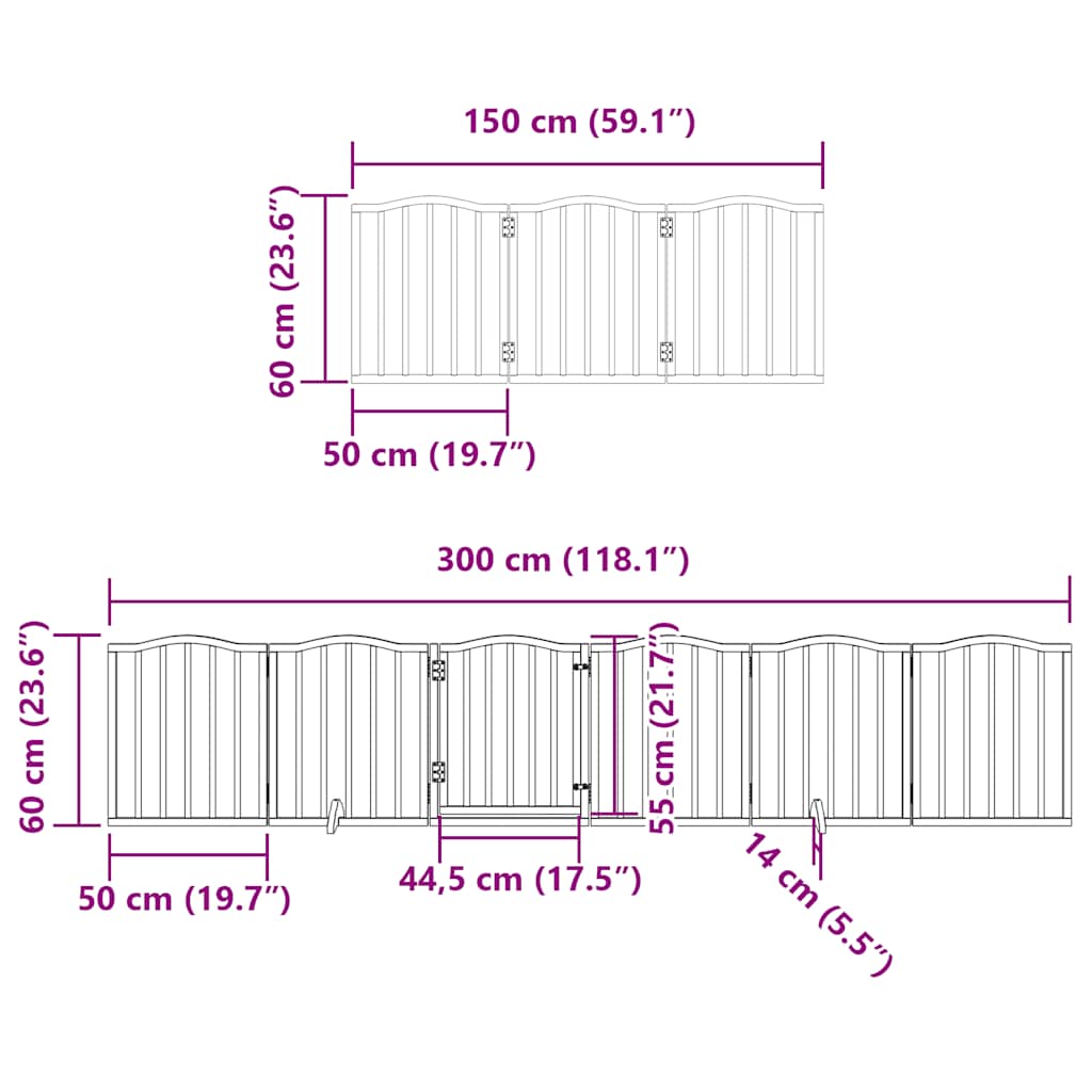 Zábrana pro psy s dvířky skládací 15 panelů 750 cm topol
