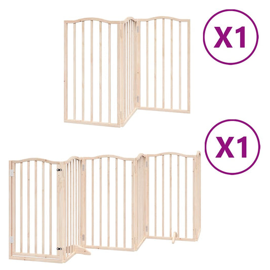 Zábrana pro psy s dvířky skládací 9 panelů 450 cm topol