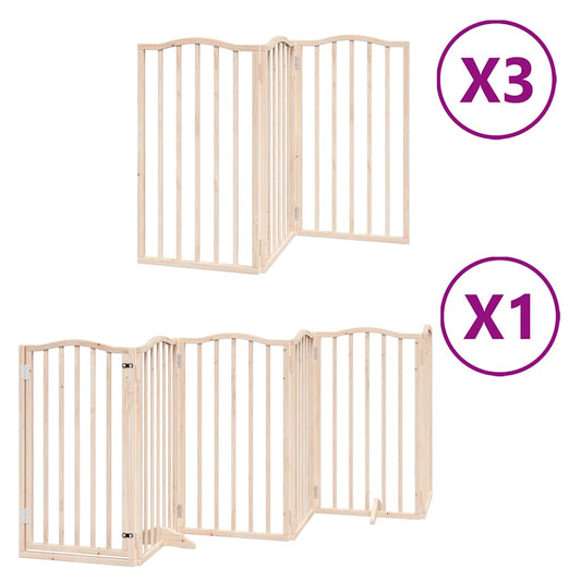 Zábrana pro psy s dvířky skládací 15 panelů 750 cm topol