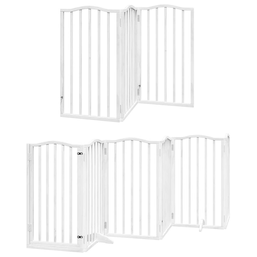 Zábrana pro psy s dvířky skládací 15 panelů bílá 750 cm topol