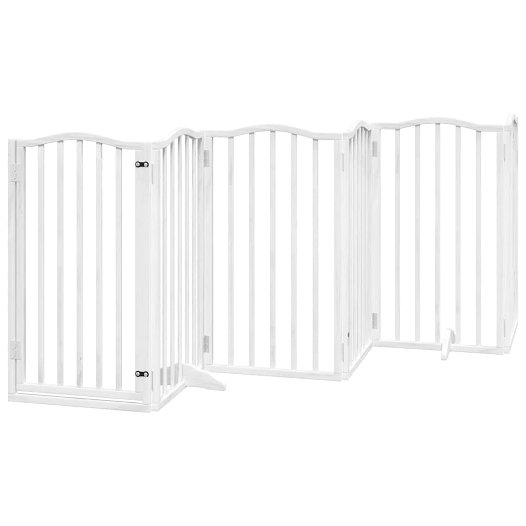 Zábrana pro psy s dvířky skládací 15 panelů bílá 750 cm topol