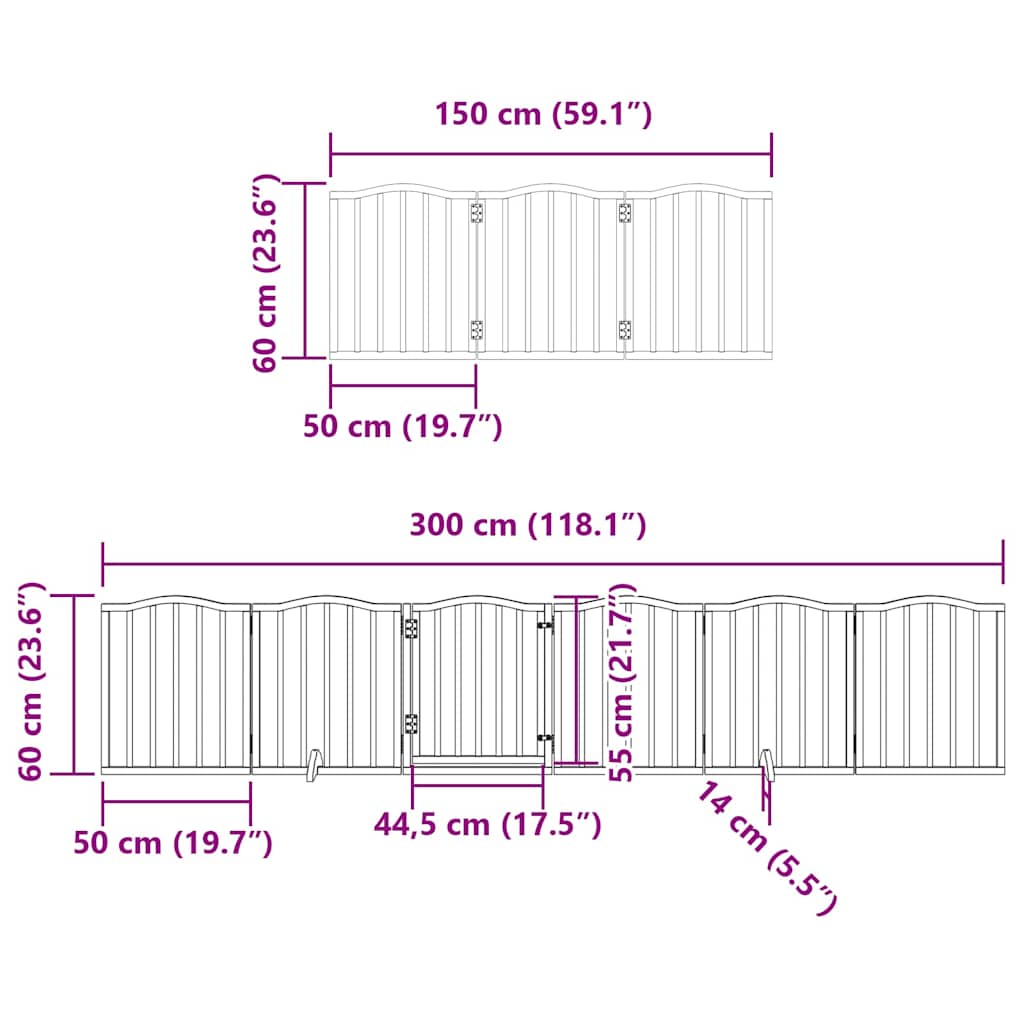 Zábrana pro psy s dvířky skládací 12 panelů černá 600 cm topol