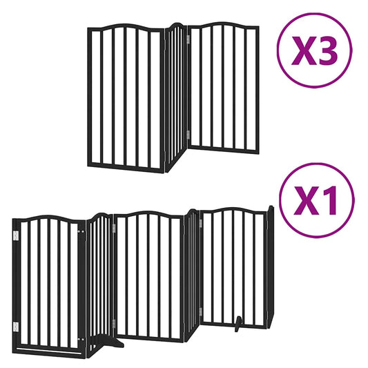 Zábrana pro psy s dvířky skládací 15 panelů černá 750 cm topol