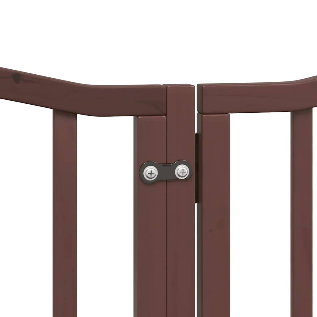 Zábrana pro psy s dvířky skládací 9 panelů hnědá 450 cm topol