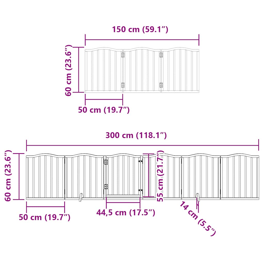 Zábrana pro psy s dvířky skládací 15 panelů hnědá 750 cm topol