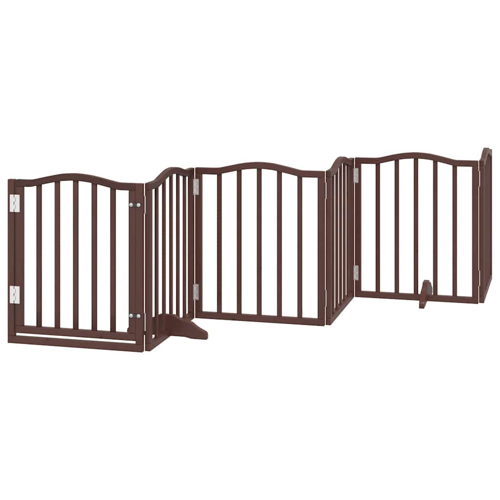Zábrana pro psy s dvířky skládací 15 panelů hnědá 750 cm topol