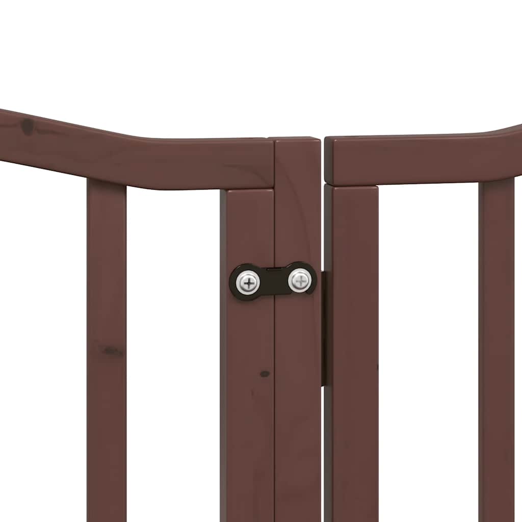Zábrana pro psy s dvířky skládací 9 panelů hnědá 450 cm topol