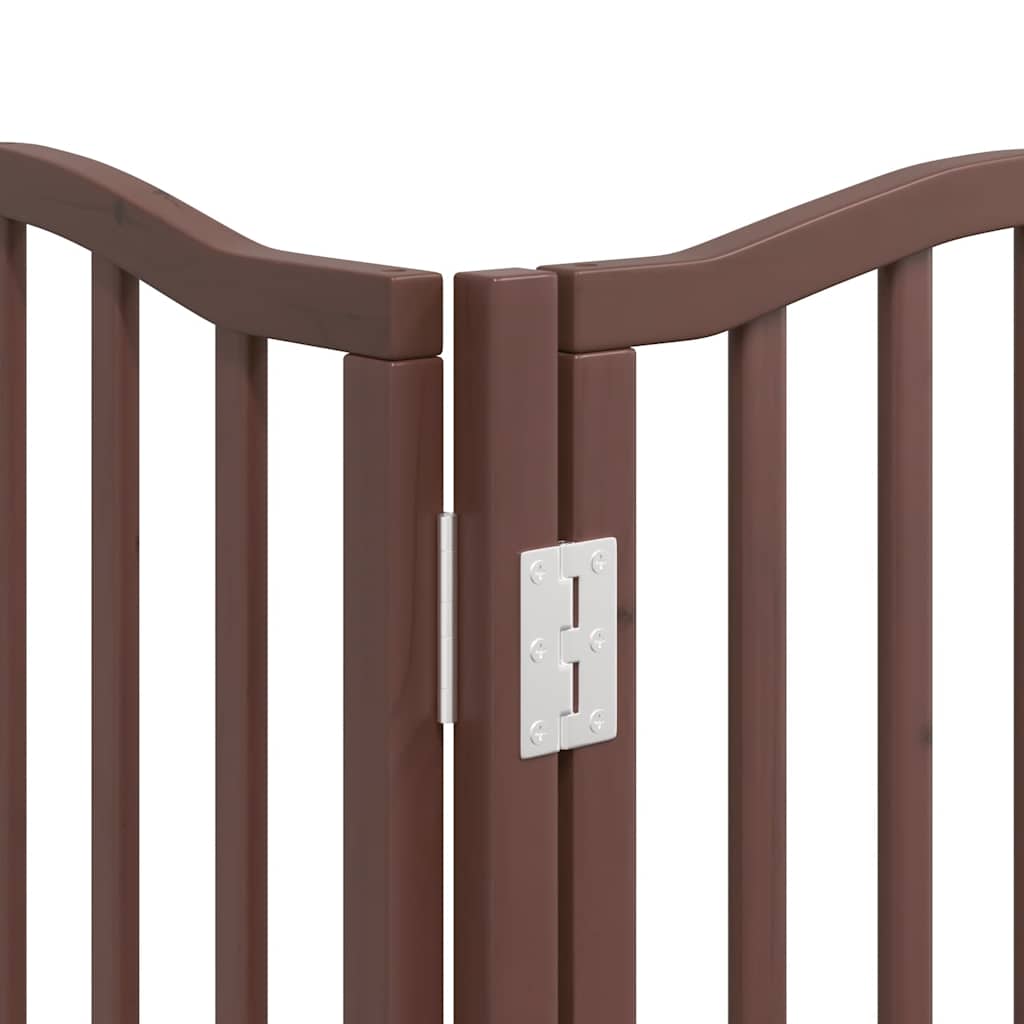 Zábrana pro psy s dvířky skládací 9 panelů hnědá 450 cm topol