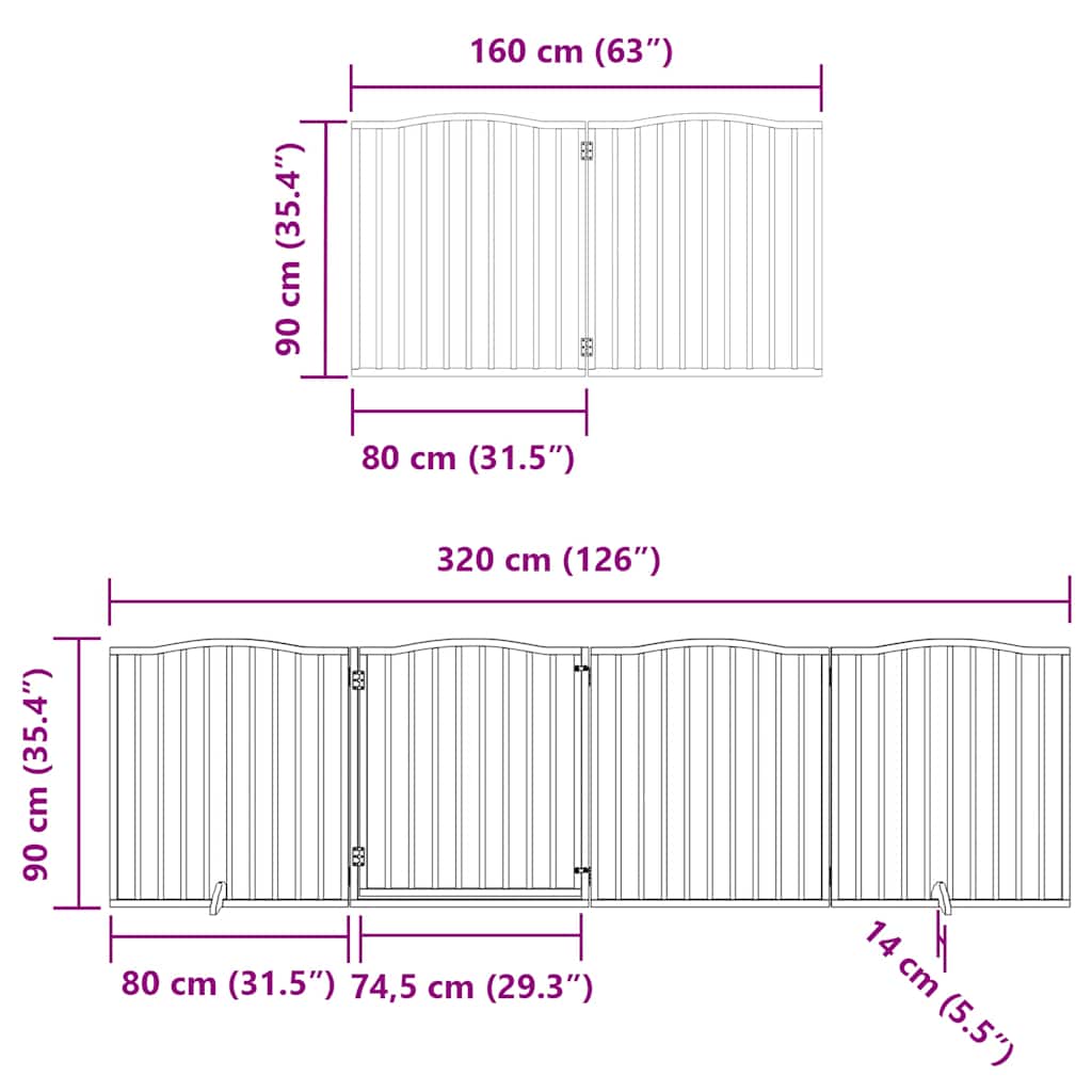 Zábrana pro psy s dvířky skládací 6 panelů 480 cm topol