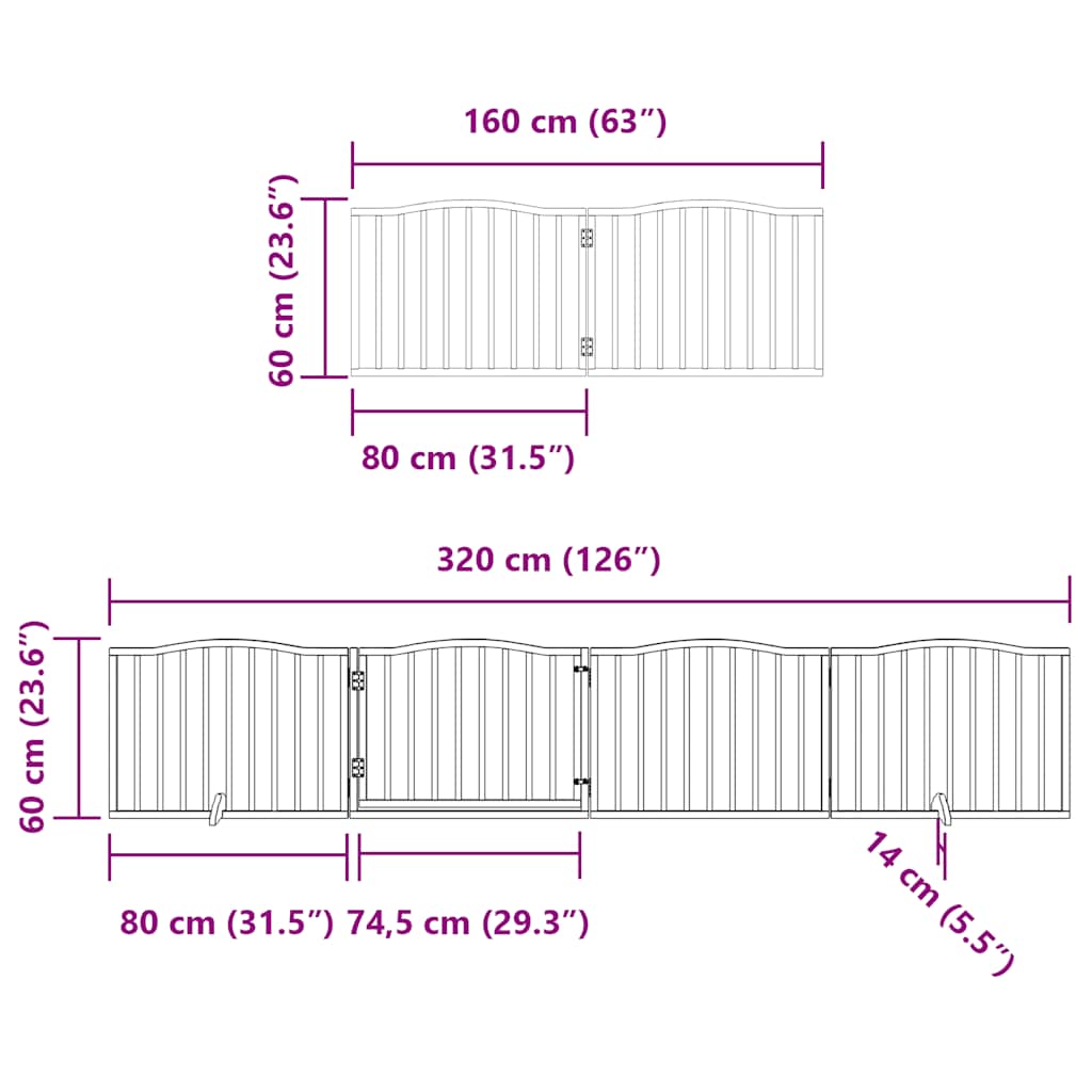 Zábrana pro psy s dvířky skládací 6 panelů bílá 480 cm topol