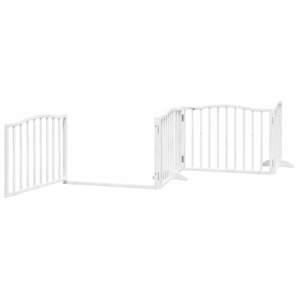 Zábrana pro psy s dvířky skládací 8 panelů bílá 640 cm topol