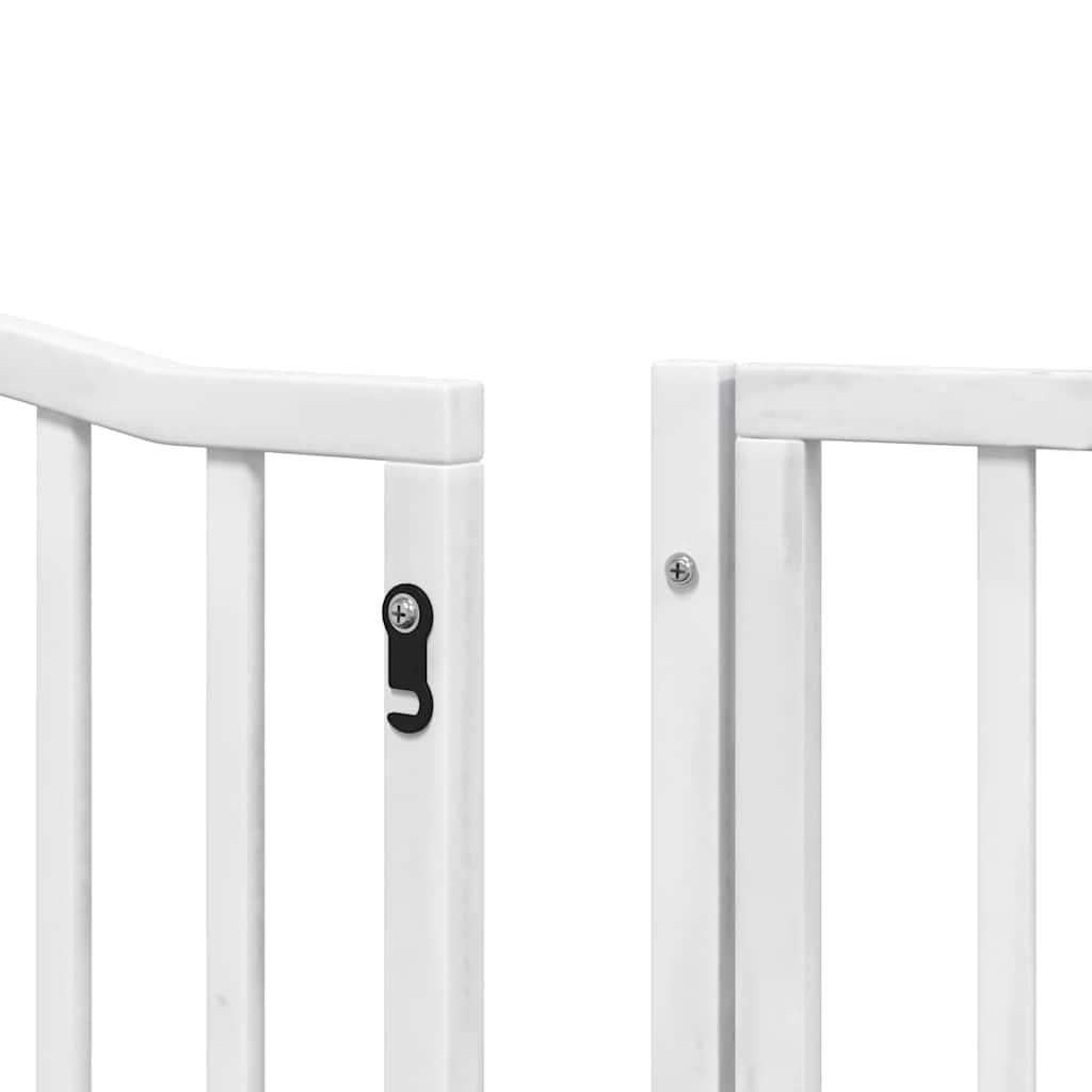 Zábrana pro psy s dvířky skládací 8 panelů bílá 640 cm topol