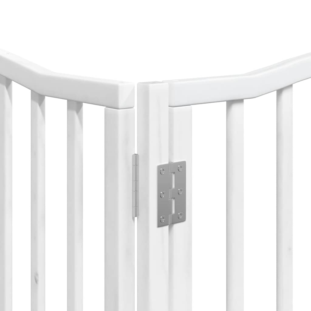 Zábrana pro psy s dvířky skládací 8 panelů bílá 640 cm topol