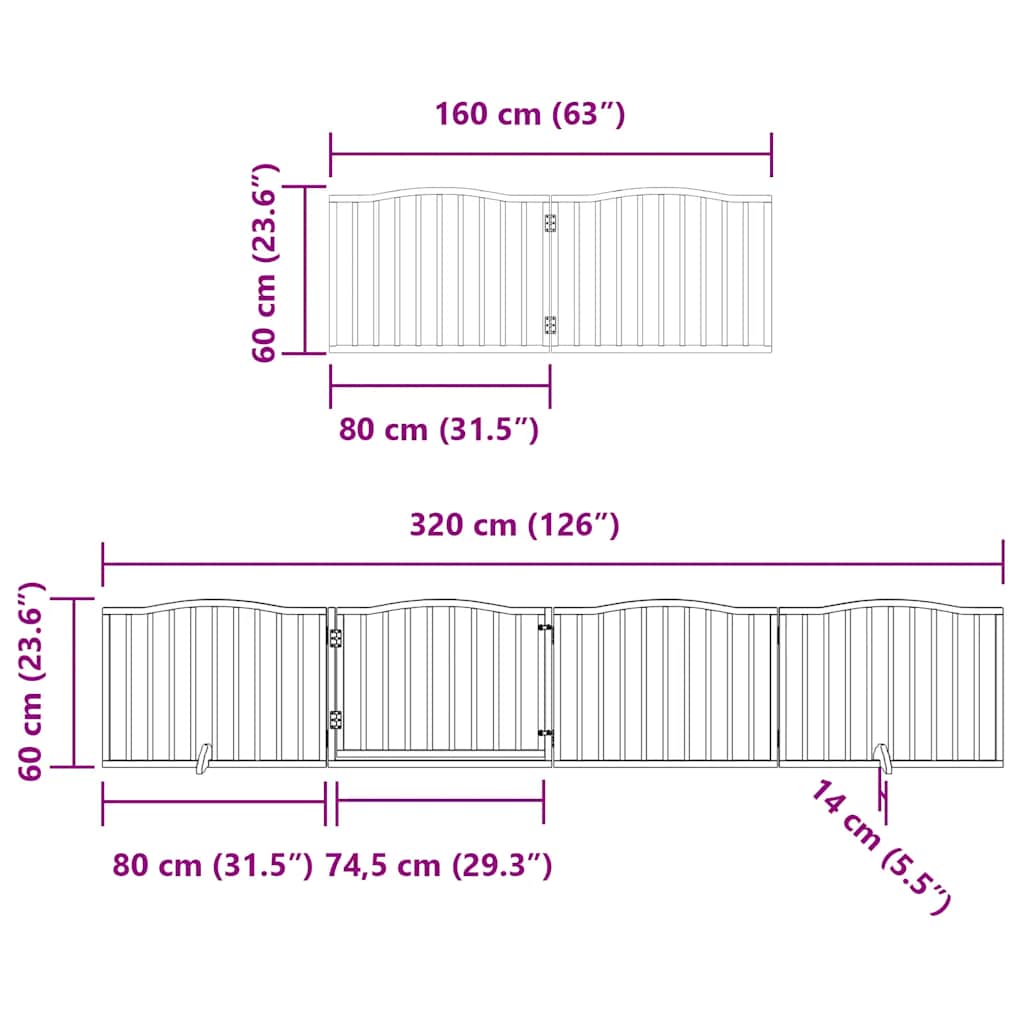 Zábrana pro psy s dvířky skládací 10 panelů bílá 800 cm topol