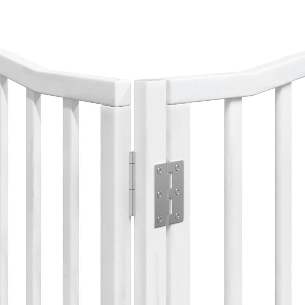 Zábrana pro psy s dvířky skládací 8 panelů bílá 640 cm topol