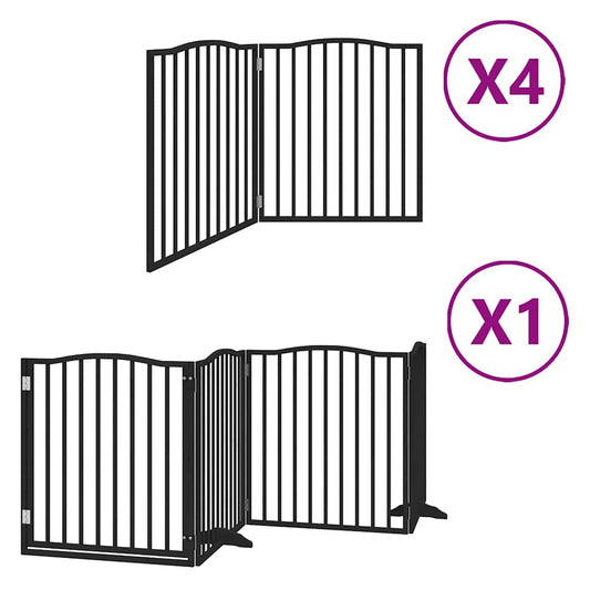 Zábrana pro psy s dvířky skládací 12 panelů černá 960 cm topol