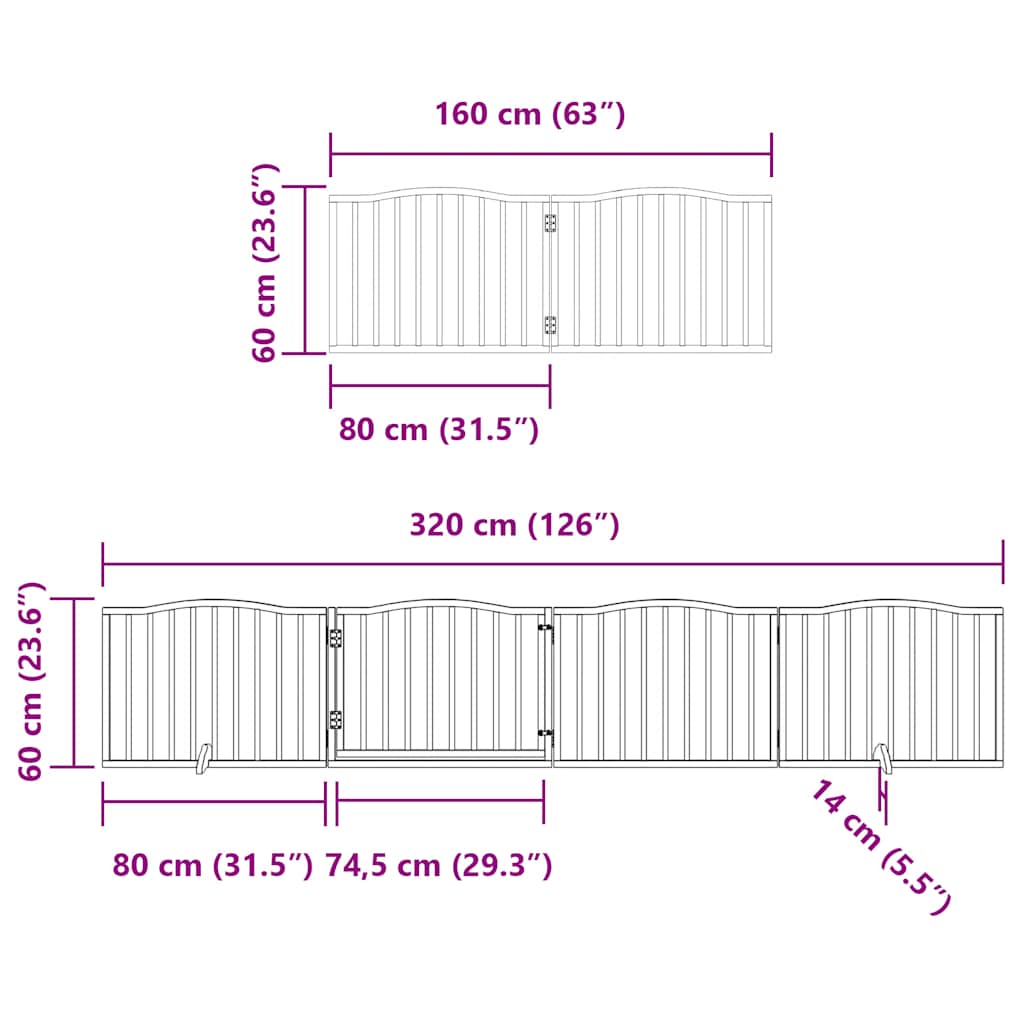 Zábrana pro psy s dvířky skládací 6 panelů hnědá 480 cm topol
