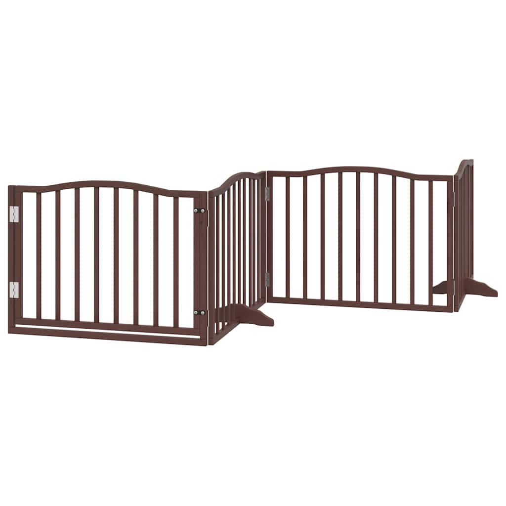 Zábrana pro psy s dvířky skládací 8 panelů hnědá 640 cm topol