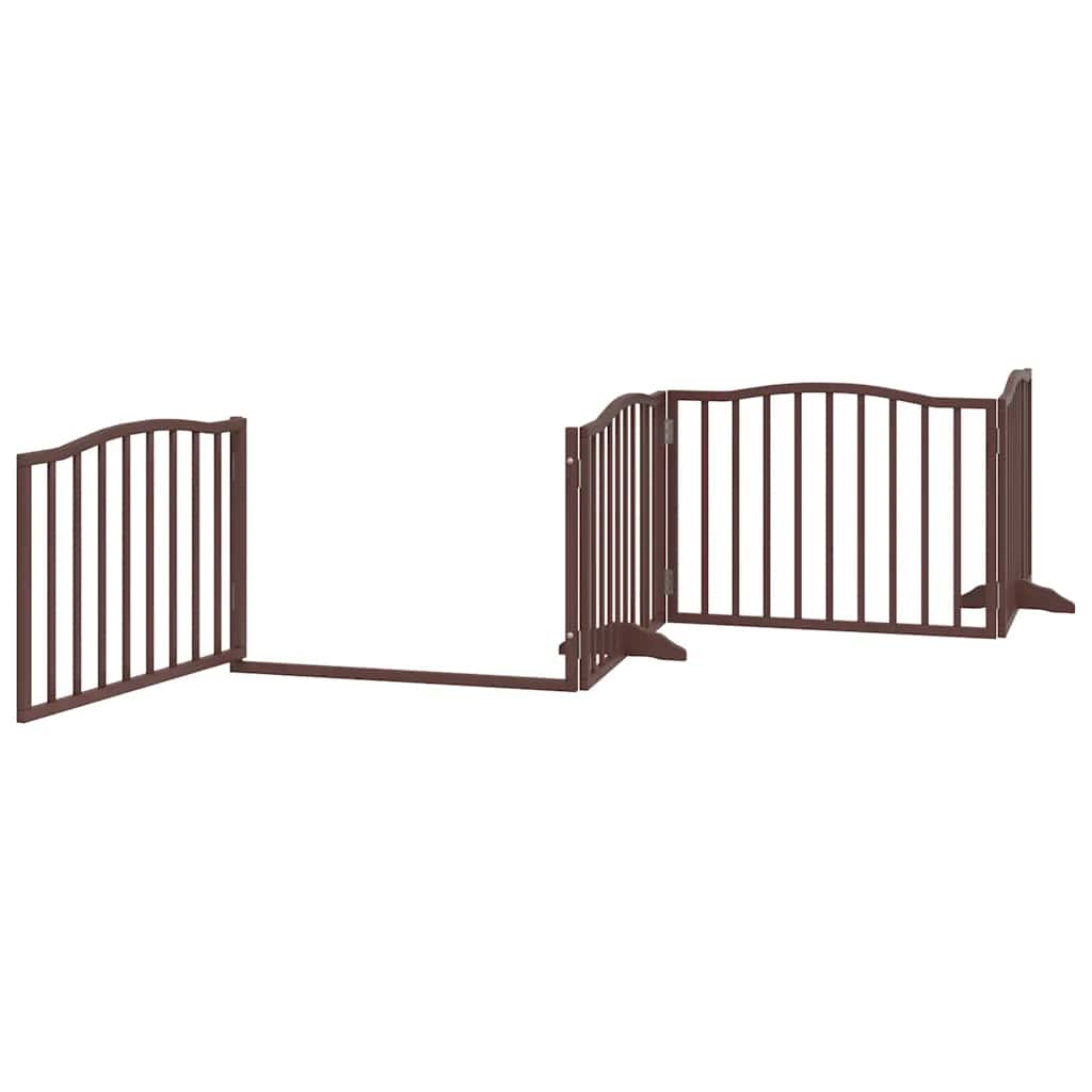 Zábrana pro psy s dvířky skládací 8 panelů hnědá 640 cm topol