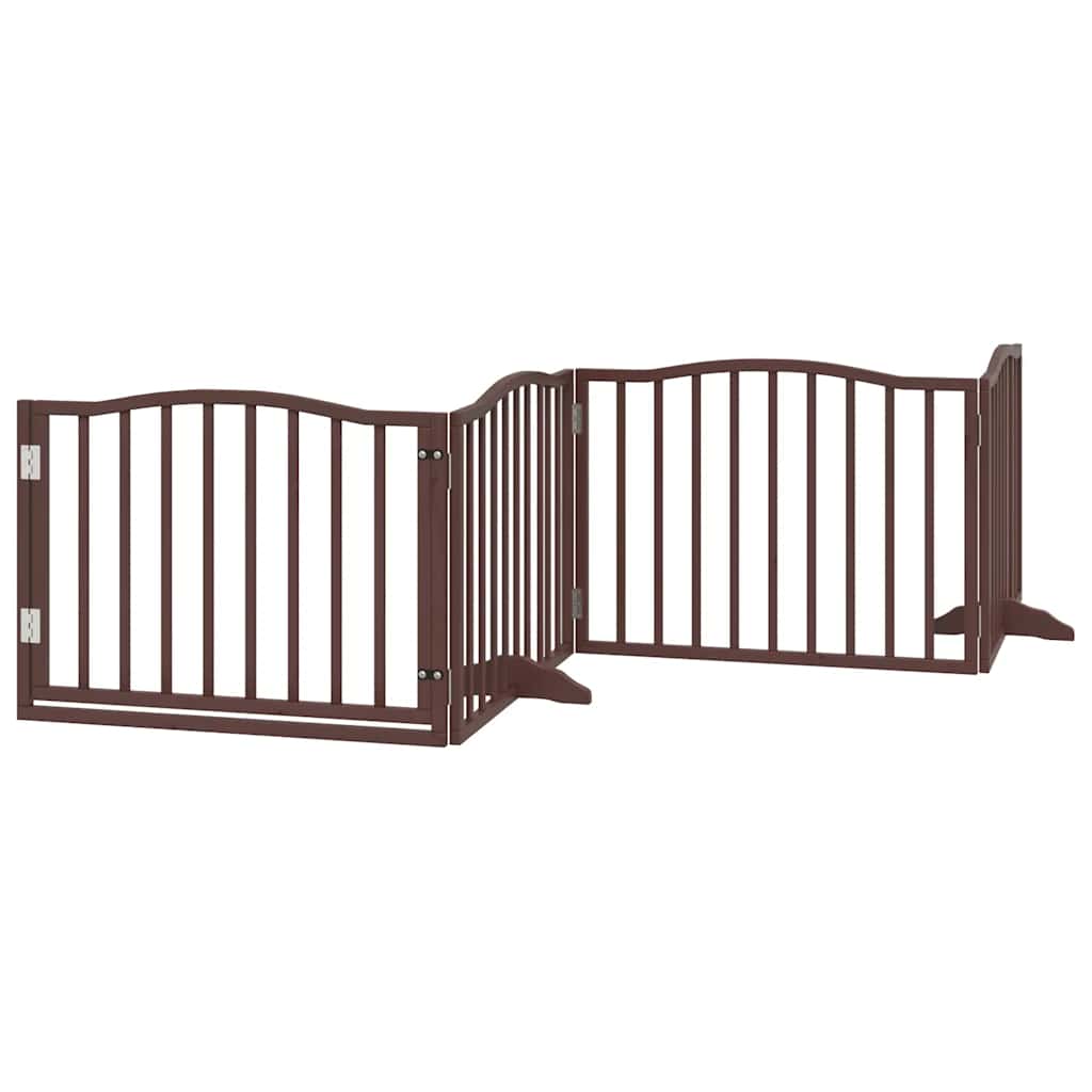 Zábrana pro psy s dvířky skládací 12 panelů hnědá 960 cm topol