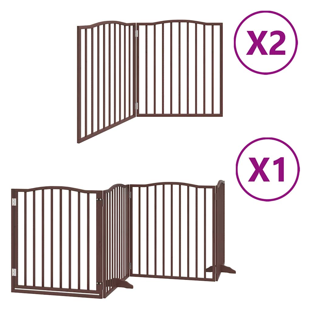 Zábrana pro psy s dvířky skládací 8 panelů hnědá 640 cm topol