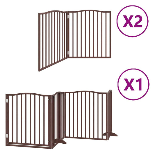 Zábrana pro psy s dvířky skládací 8 panelů hnědá 640 cm topol