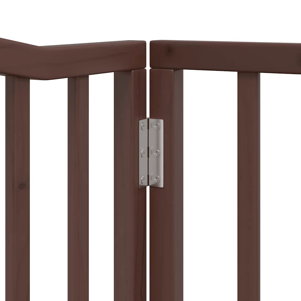 Zábrana pro psy s dvířky skládací 8 panelů hnědá 640 cm topol