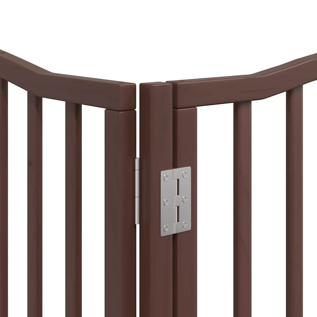 Zábrana pro psy s dvířky skládací 8 panelů hnědá 640 cm topol